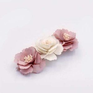 Handmade Satin Pink Rose Flower Lavender Beautiful Hair Barrette Clip for her